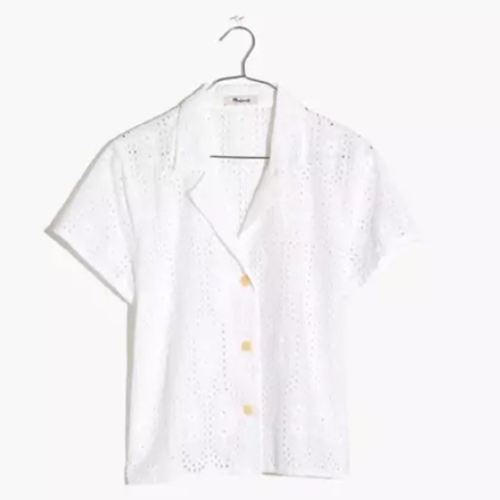 eyelet button up shirt, white, madewell XS